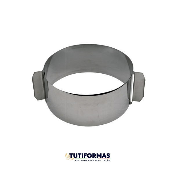 Aro Regulável Redondo P/ Bolo (INOX) – Fech.15 cm. e Ab. 30 cm. Alt. 9 cm