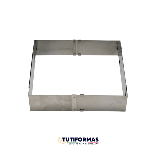 Aro Regulável Retangular P/ Bolo (INOX) – Fech. 31,5 x 19,5 e Ab. 58,5 x 34,5 Alt. 8 cm