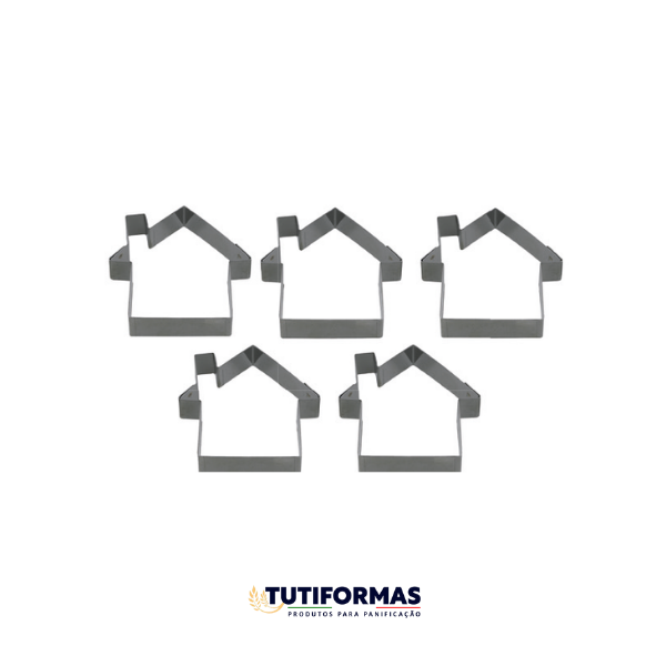 Aro Cortador Petit Four Casinha (INOX) – 5 Peças