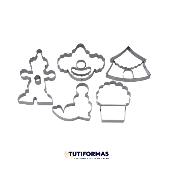 Jogo Aro Cortador Petit Four Circo (INOX) C/ 5 pçs