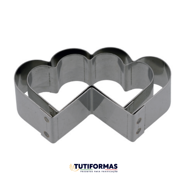Jogo Aro Cortador Petit Four Coração Entrelaçado (INOX) C/ 2 pçs