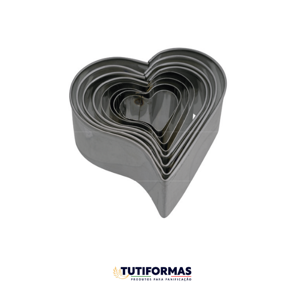 Jogo Aro Cortador Coração (INOX) C/ 8 pçs