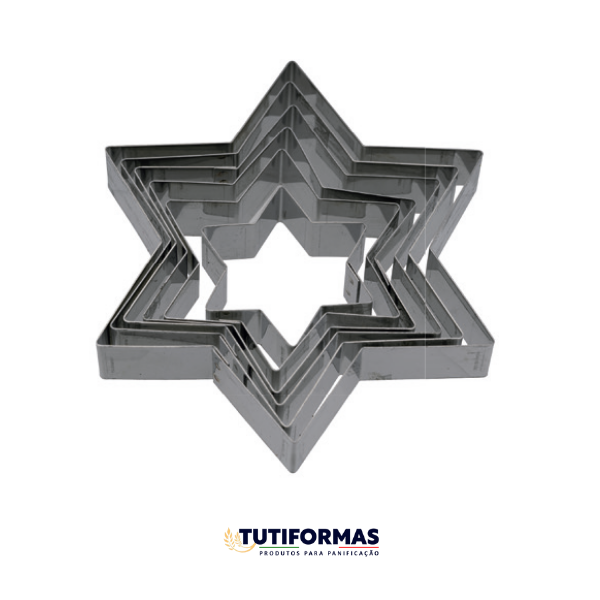 Jogo Aro Cortador Petit Four Estrela 6 Pontas – (INOX) C/ 6 pçs
