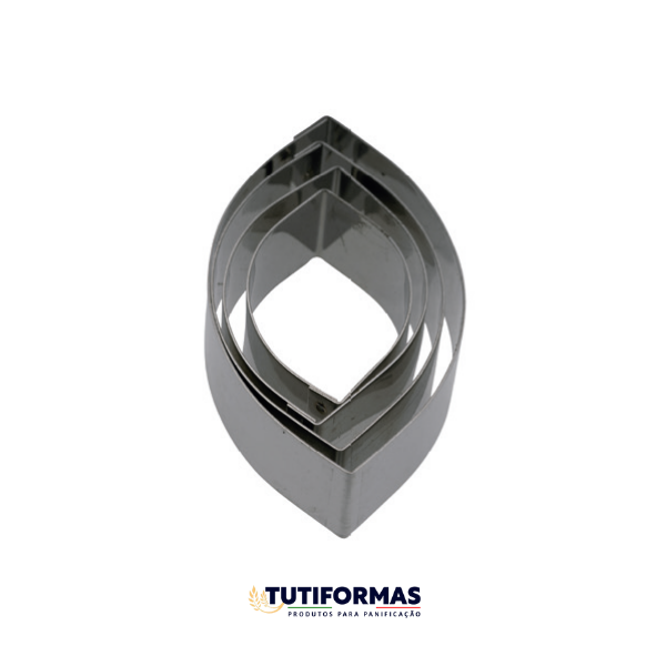 Jogo Aro Cortador Petit Four Folha (INOX) C/ 4 pçs