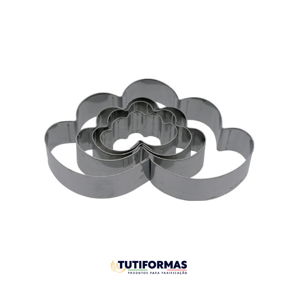 Jogo Aro Cortador Petit Four Folha de Azaléia (INOX) C/ 4 pçs