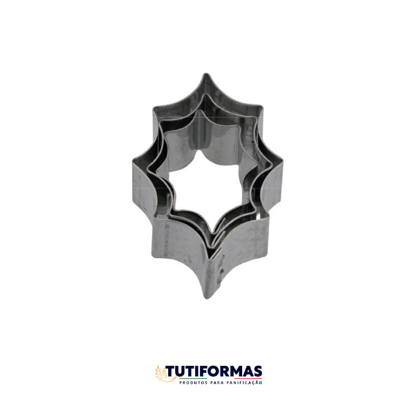 Jogo Aro Cortador Petit Four Folha de Azevo (INOX) C/ 3 pçs