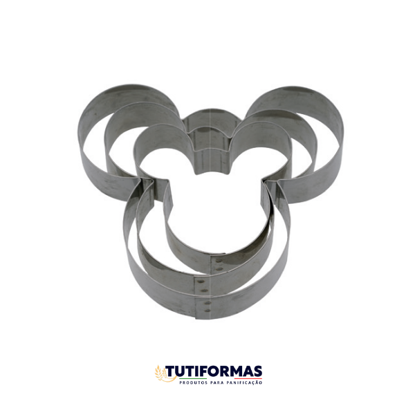 Jogo Aro Cortador Petit Four Mickey Rosto C/ 3 pçs