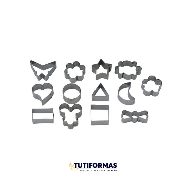 Jogo Aro Cortador Petit Four Mini (INOX) C/ 13 pçs
