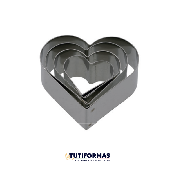 Jogo Aro Cortador Petit Four Mini Coração (INOX) C/ 4 pçs