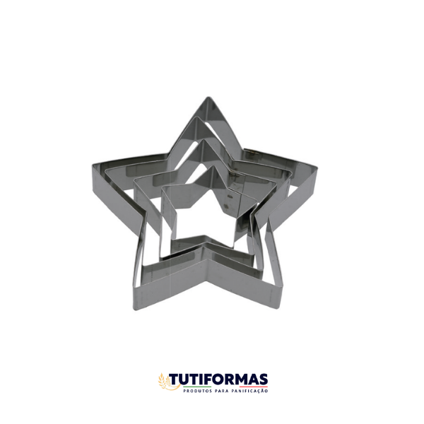 Jogo Aro Cortador Petit Four Mini Estrela (INOX) C/ 4 pçs