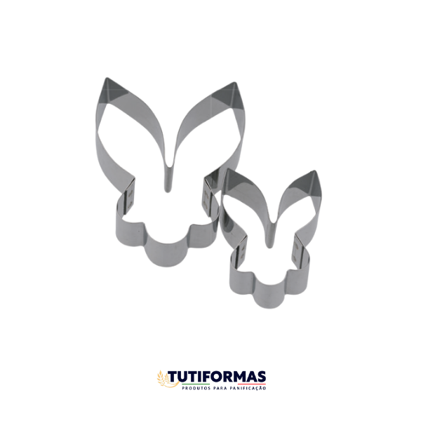 Jogo Aro Cortador Petit Four Páscoa – Coelho Orelhudo (INOX) C/ 2 pçs