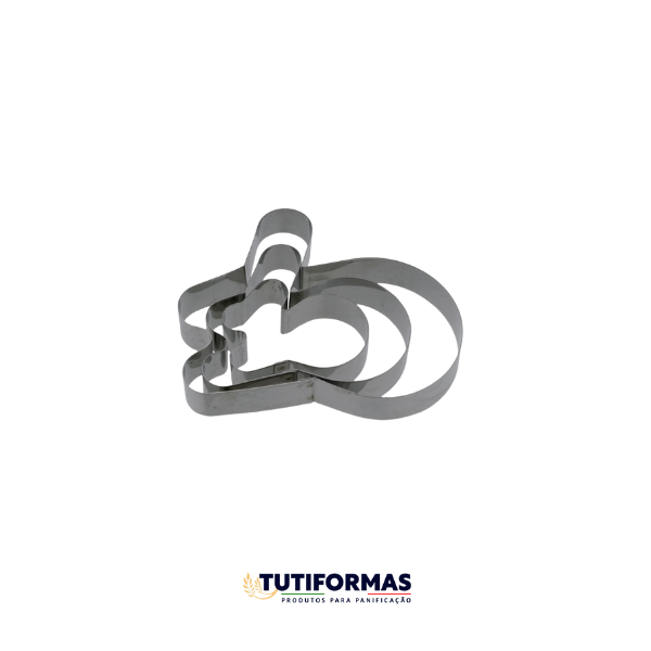 Jogo Aro Cortador Petit Four Coelho Deitado (INOX) C/ 3 pçs