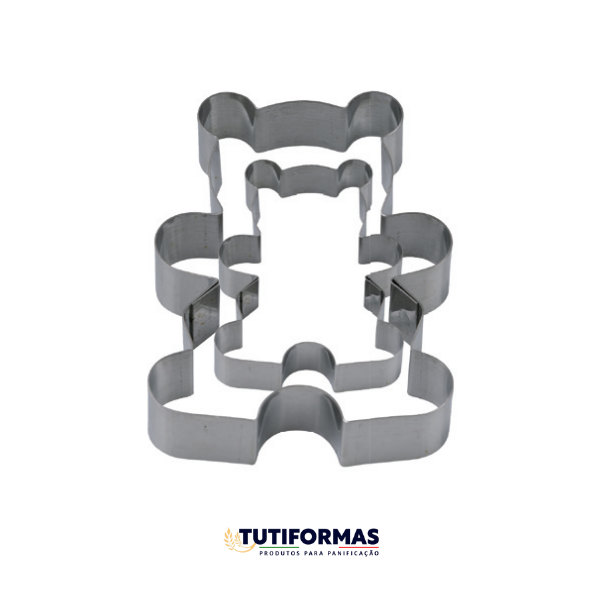 Jogo Aro Cortador Petit Four Urso (INOX) C/ 2 pçs