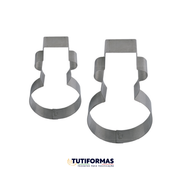 Jogo Aro Cort. Petit Four Natal Boneco de Neve C/ Cartola (INOX) C/ 2 pçs