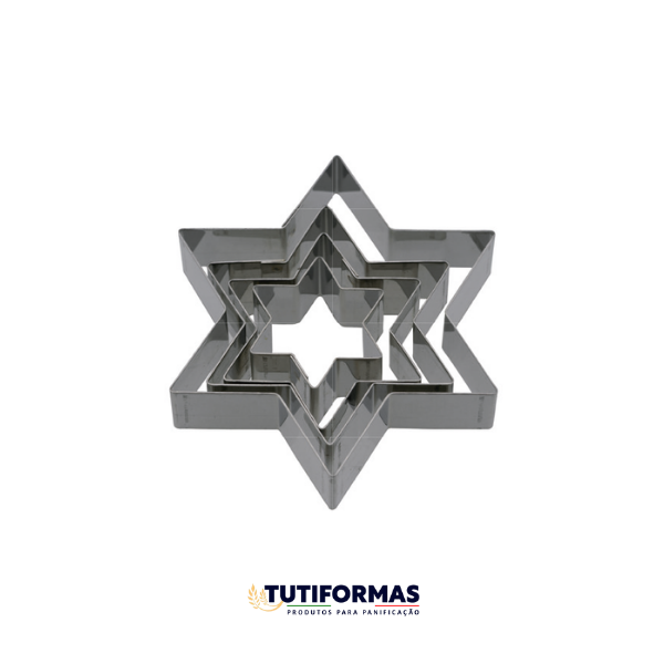 Jogo Aro Cortador Petit Four Natalino – Estrela 6 Pontas (INOX) C/ 4 pçs