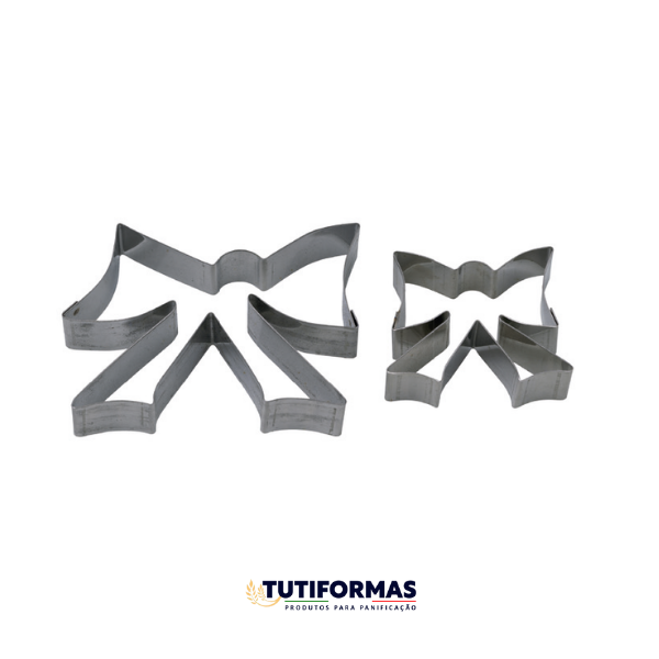 Jogo Aro Cortador Petit Four Natalino – Laço C/ Fita (INOX) C/ 2 pçs