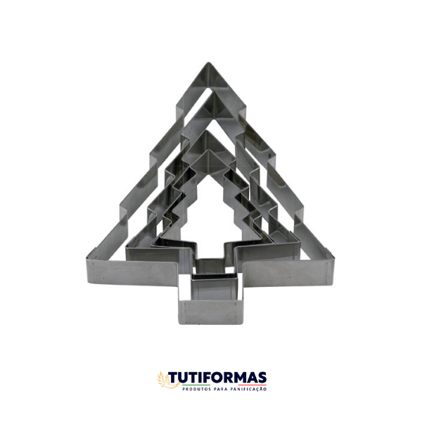 Jogo Aro Cortador Petit Four Natalino – Pinheiro (INOX) C/ 4 pçs