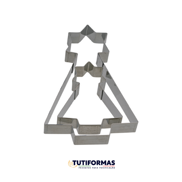 Jogo Aro Cortador Petit Four Natalino – Pinheiro Estrelado (INOX) C/ 2 pçs